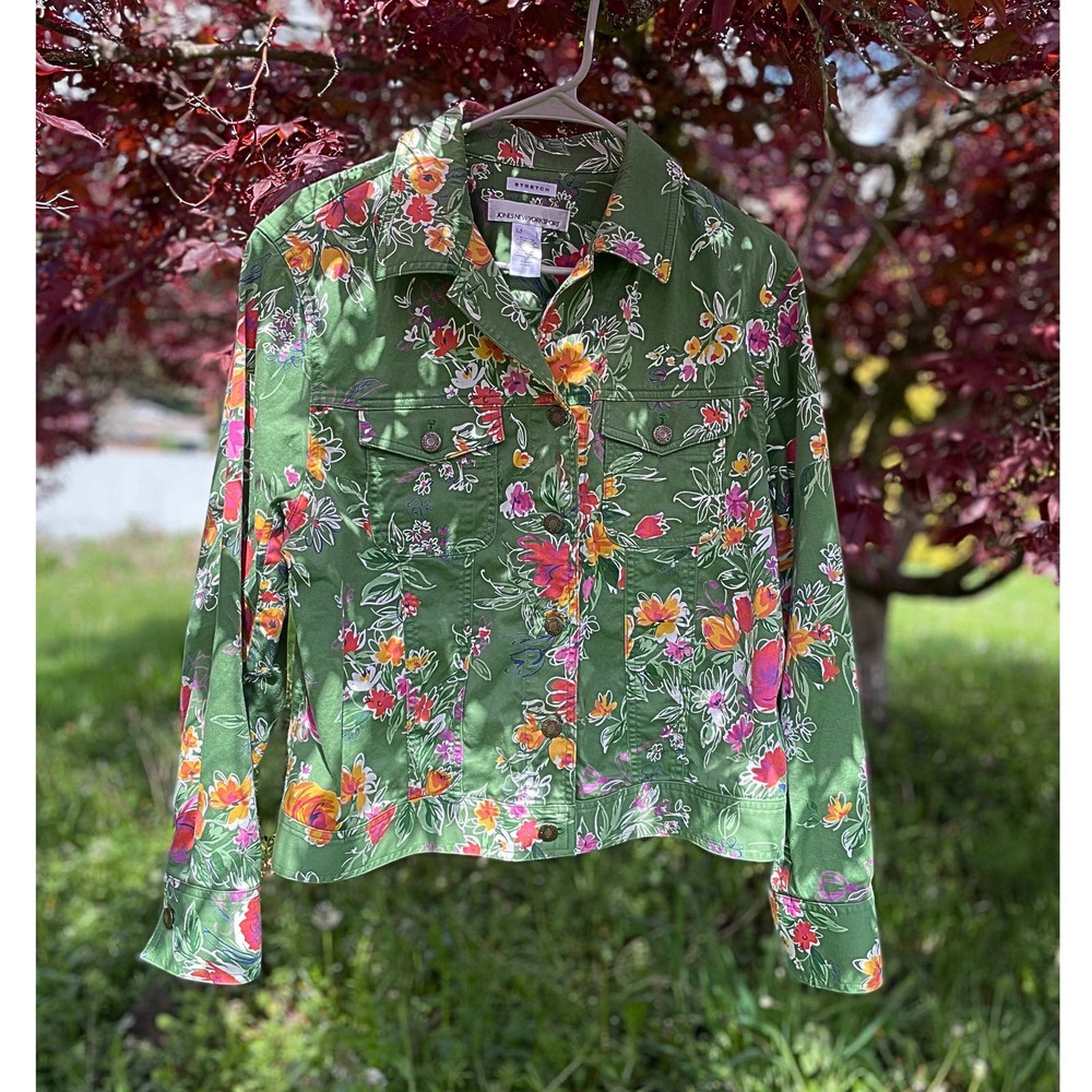 Green and Floral Jacket by Jones New York Sport, L, Pre-worn, Great Condition